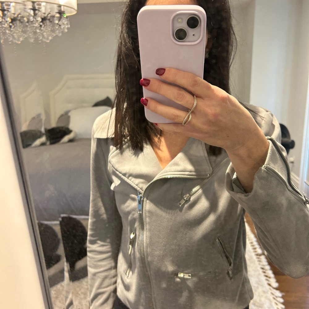Grey faux suede jacket